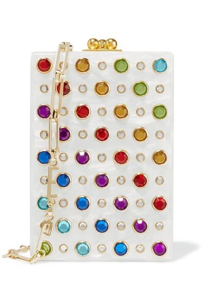 Shop Edie Parker Carol Swarovski Crystal-embellished Acrylic Box Clutch