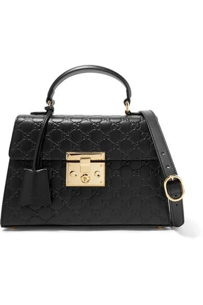 Preventie Stapel weg te verspillen Gucci Small Padlock Top Handle Signature Leather Bag In Black | ModeSens