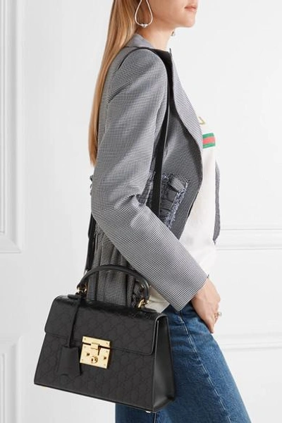Shop Gucci Padlock Embossed Leather Tote