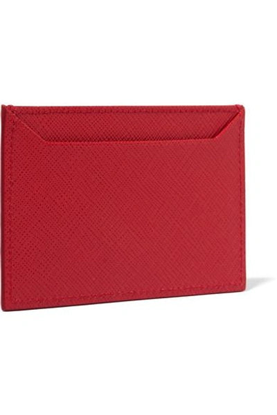 Shop Prada Textured-leather Cardholder In Red