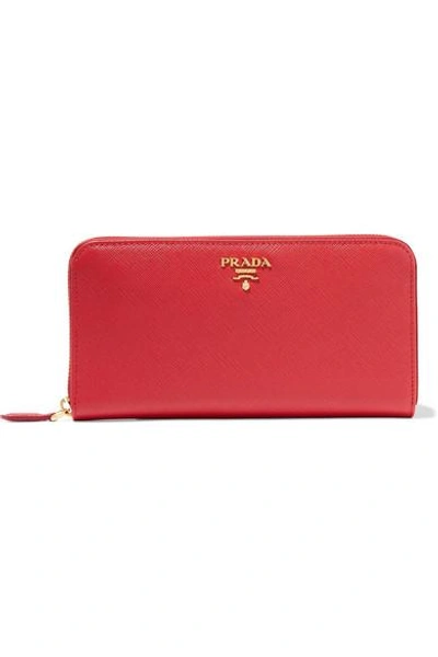 Shop Prada Textured-leather Continental Wallet