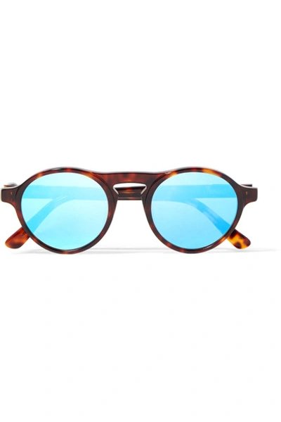 Westward Leaning Dyad Round-frame Acetate Mirrored Sunglasses