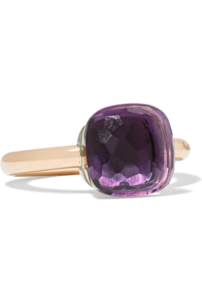 Pomellato Nudo Classic Ring With Amethyst In 18k Rose And White Gold In Rose Gold