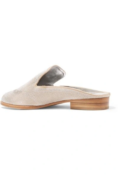 Shop Robert Clergerie Astre Studded Suede Slippers