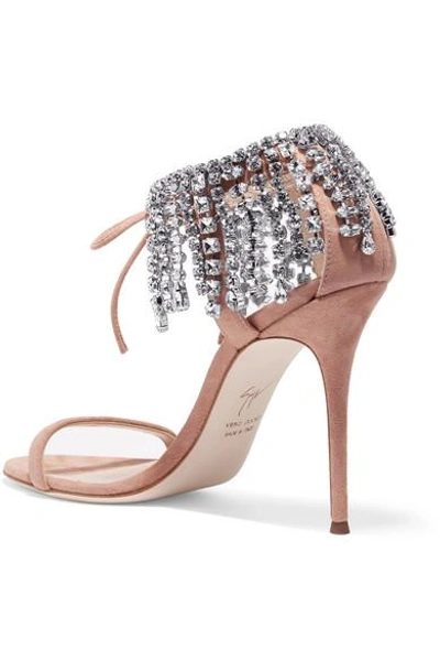 Shop Giuseppe Zanotti Carrie Crystal-embellished Suede Sandals