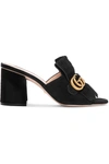 GUCCI Marmont fringed logo-embellished suede mules