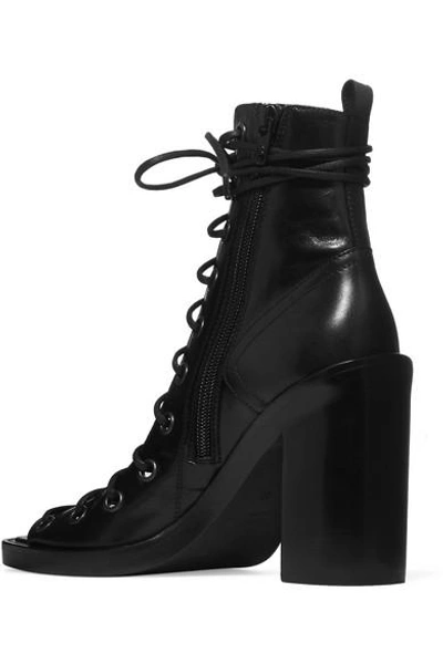 Shop Ann Demeulemeester Lace-up Leather Ankle Boots