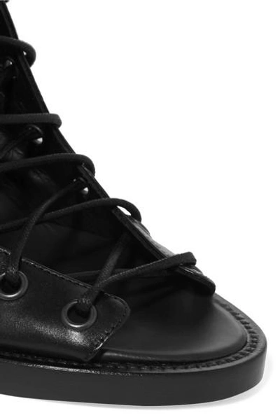 Shop Ann Demeulemeester Lace-up Leather Ankle Boots