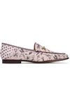 SAM EDELMAN Loraine leather-trimmed printed canvas loafers