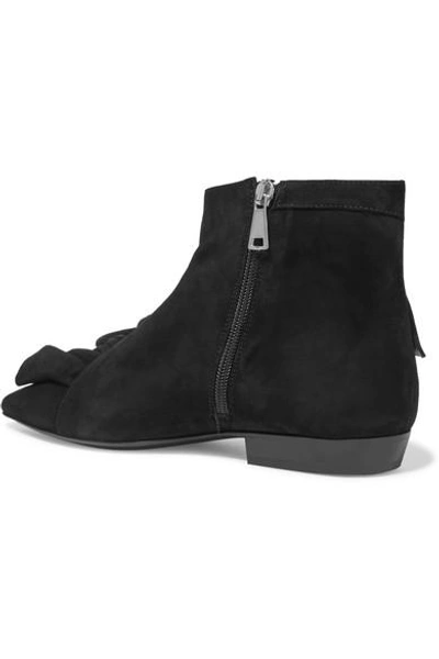 Shop Jw Anderson Ruffled Suede Ankle Boots In Black