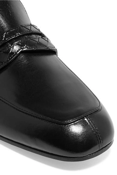 Shop Bottega Veneta Intrecciato-trimmed Leather Loafers