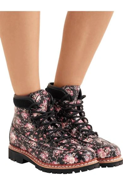 Shop Tabitha Simmons Bexley Floral-print Leather Ankle Boots