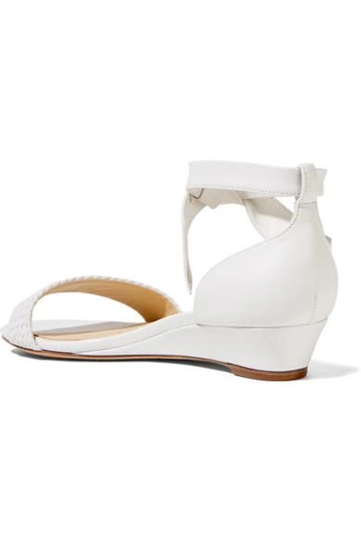 Shop Alexandre Birman Atenah Bow-embellished Leather Wedge Sandals In White