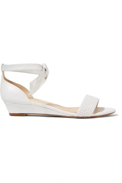 Shop Alexandre Birman Atenah Bow-embellished Leather Wedge Sandals In White