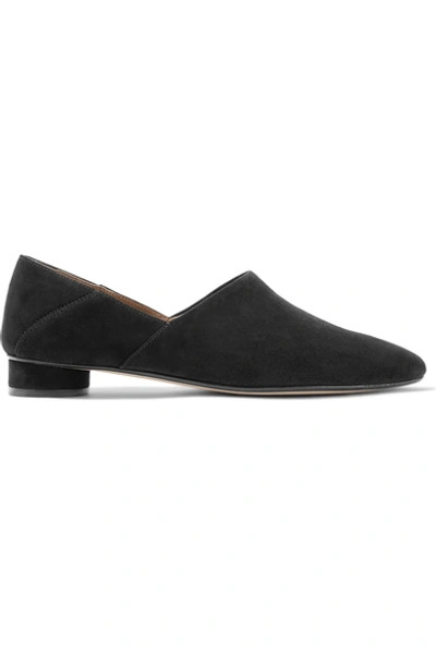 Shop The Row Noelle Suede Collapsible-heel Loafers In Black