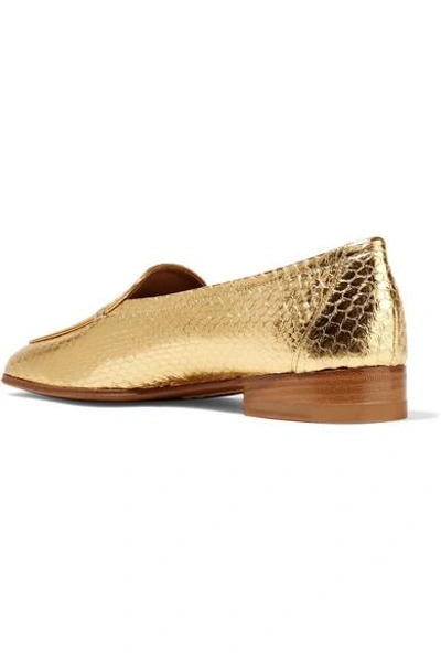Shop The Row Adam Metallic Elaphe Loafers In Gold