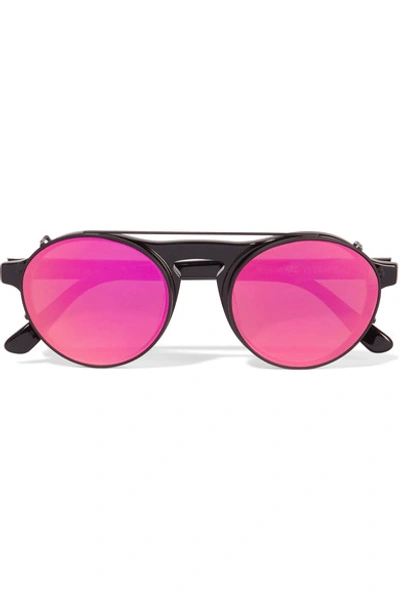 Westward Leaning Round-frame Acetate Sunglasses With Clip-on Lenses