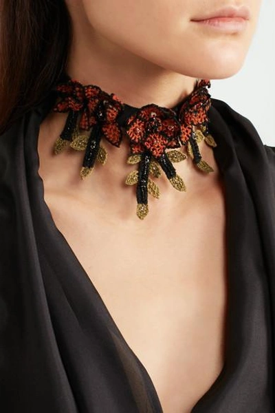 Shop Etro Crocheted Cotton And Crystal Choker