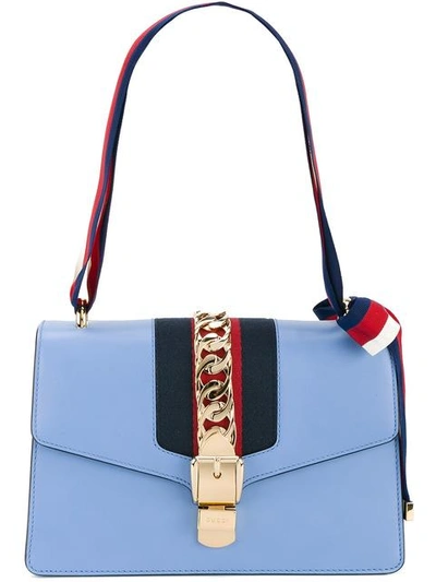 Gucci Sylvie皮革单肩包 In Blue