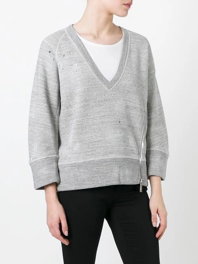 Shop Dsquared2 Cropped Marled Detail Sweatshirt - Grey