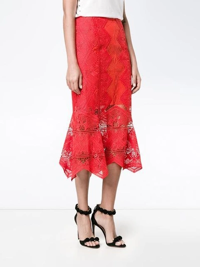 Shop Jonathan Simkhai Lace Mid-length Skirt In Red