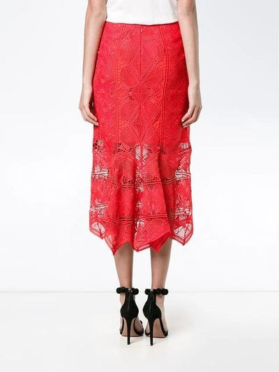 Shop Jonathan Simkhai Lace Mid-length Skirt In Red