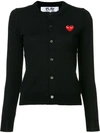 Comme Des Garçons Play Black Wool Heart Patch Cardigan In Black