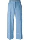 ERMANNO SCERVINO ERMANNO SCERVINO WIDE-LEGGED CROPPED TROUSERS - BLUE,D306P305QIN11801299