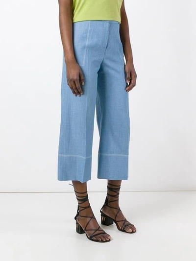 Shop Ermanno Scervino Wide-legged Cropped Trousers - Blue