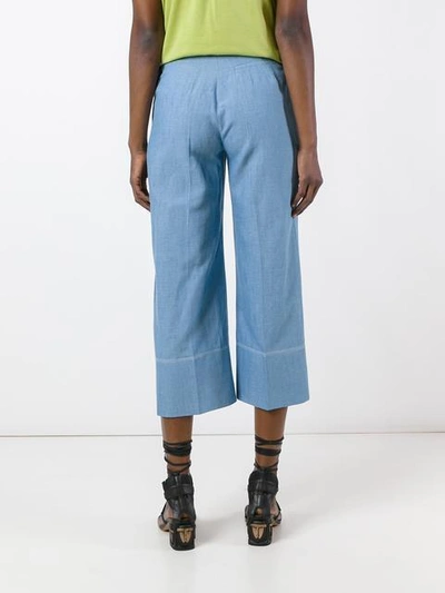 Shop Ermanno Scervino Wide-legged Cropped Trousers - Blue