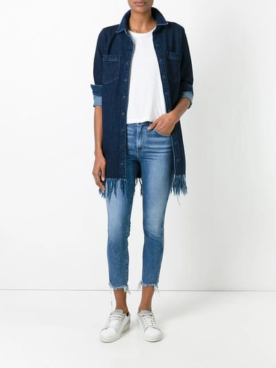 Shop 3x1 Frayed Trim Cropped Jeans In Blue