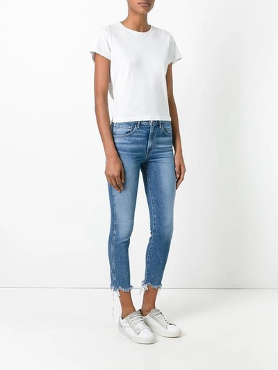 Shop 3x1 Frayed Trim Cropped Jeans In Blue