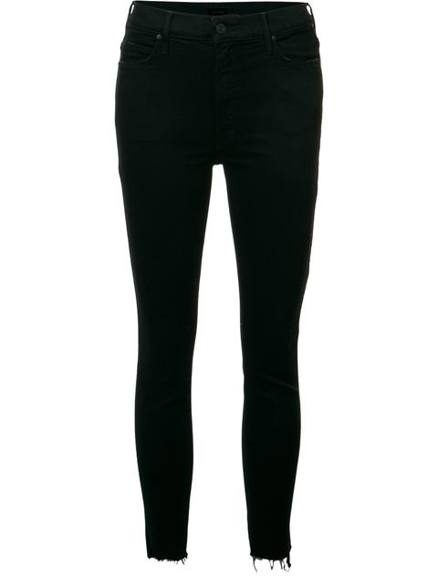 mother looker ankle fray black