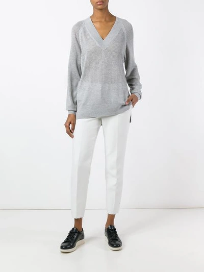 Shop Michael Michael Kors Perforated Detail Sweatshirt In Grey