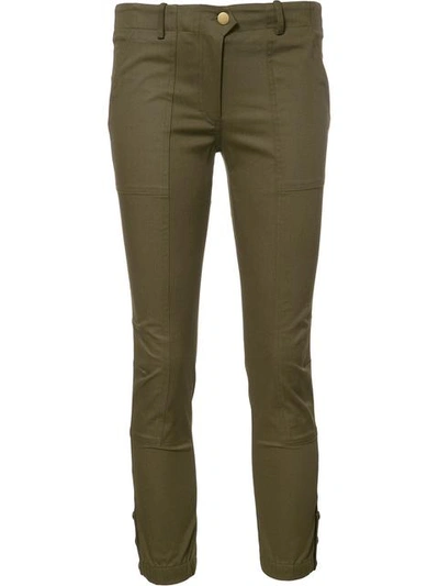 Veronica Beard Field Cropped Stretch-cotton Cargo Pants In Army