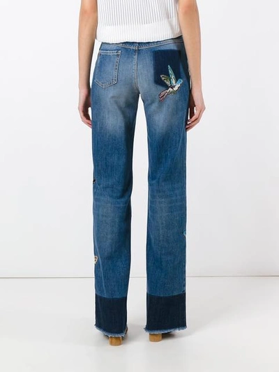 Shop Red Valentino Birds Patch Straight Jeans In Blue