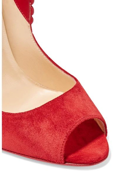 Shop Christian Louboutin Pijonina 100 Scalloped Suede Pumps In Red