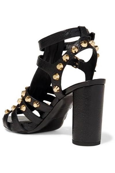 Shop Balenciaga Giant Studded Textured-leather Sandals