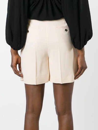 Shop Chloé Embroidered Trim Tailored Shorts In Neutrals