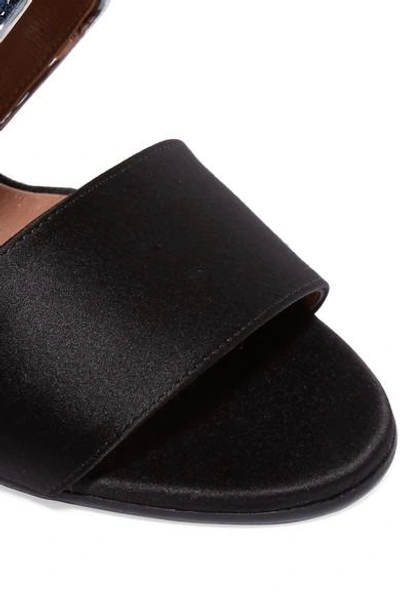Shop Marni Leather-trimmed Embellished Satin Sandals