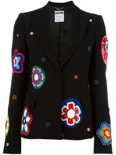 Shop Moschino Flower Appliqué Blazer