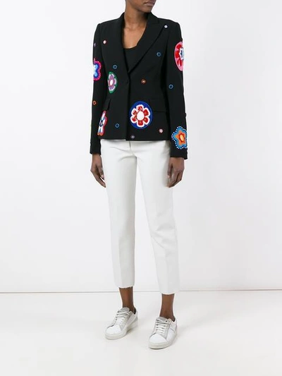 Shop Moschino Flower Appliqué Blazer