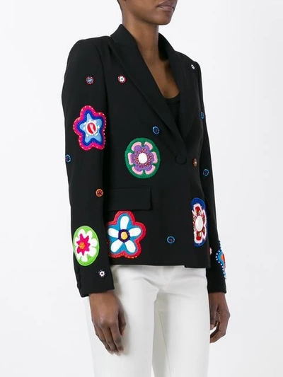 Shop Moschino Flower Appliqué Blazer