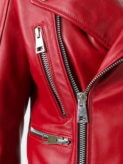 Shop Manokhi Belted Zip Detail Jacket In Red
