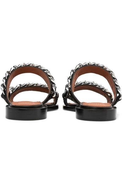 Shop Givenchy Chain-trimmed Leather Sandals In Black