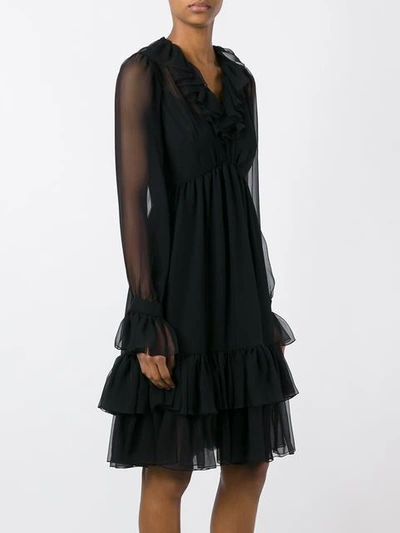 Shop Givenchy Ruffle Trim Dress - Black