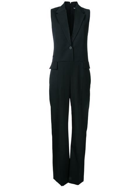 Stella Mccartney Frayed Sleeveless Blazer Jumpsuit In 1000 - Black ...