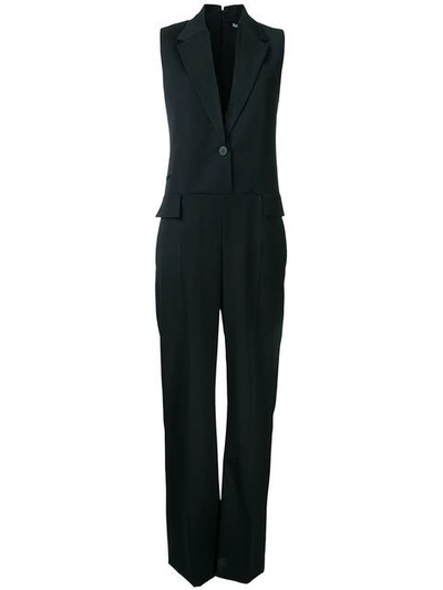 Shop Stella Mccartney Frayed Sleeveless Blazer Jumpsuit In Black