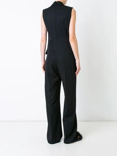 Shop Stella Mccartney Frayed Sleeveless Blazer Jumpsuit In Black