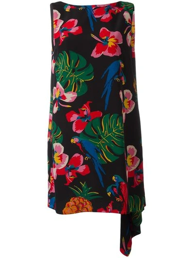 Shop Valentino Tropical Print Dress - Black